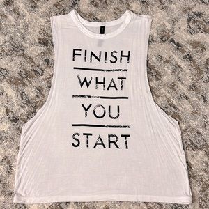 Finish what your start white muscle tee